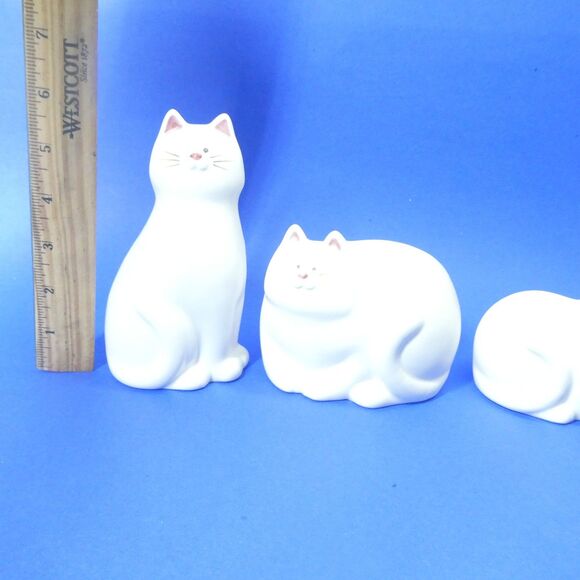3 White Cat Figurines Bank Vase Takahashi Japan Ceramic Vintage 1980s - Picture 10 of 12